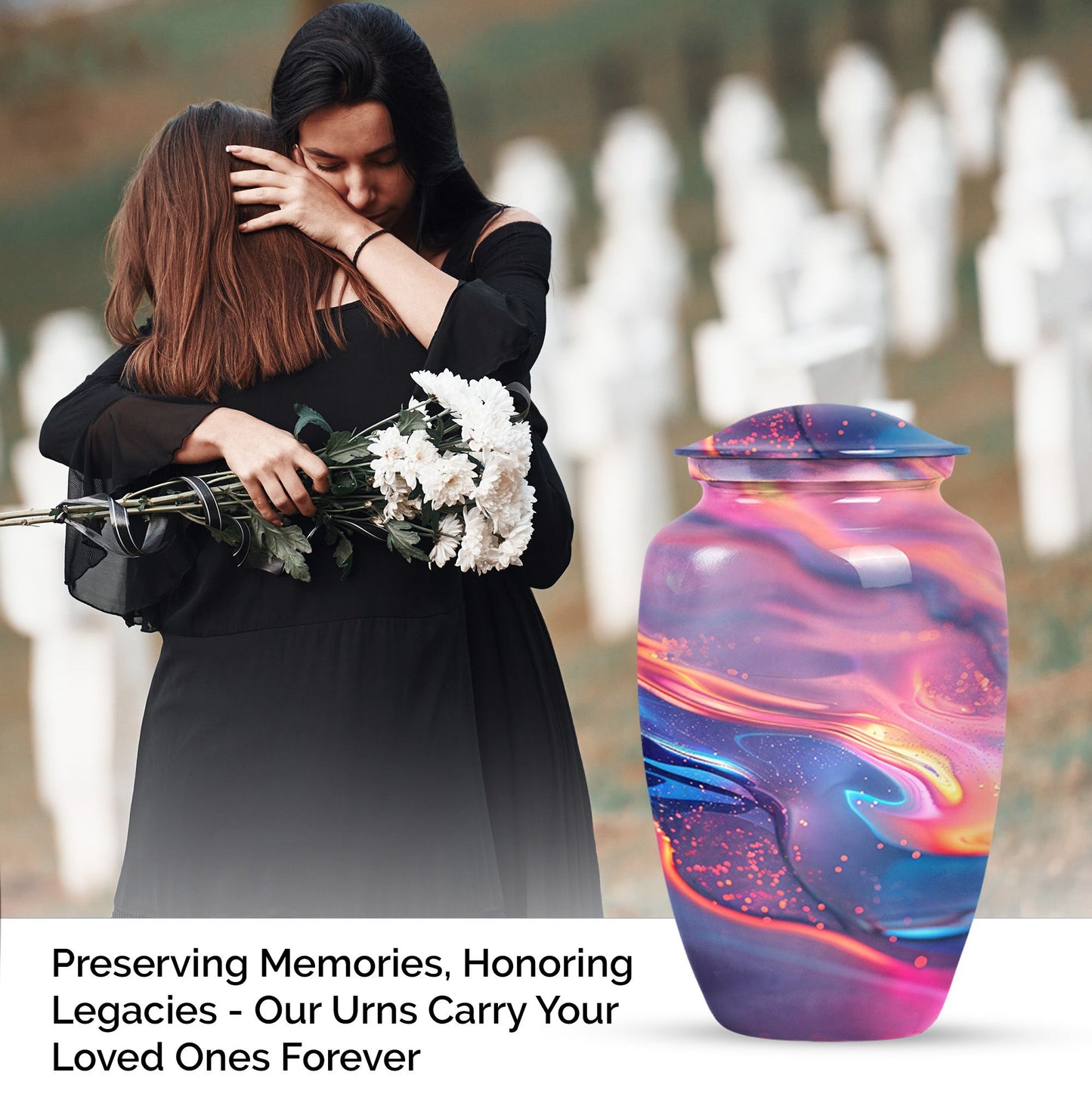 10 Inch Abstract Aluminium Urn for burial cremation.