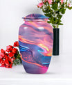 10 Inch Abstract Aluminium Urn for burial cremation.