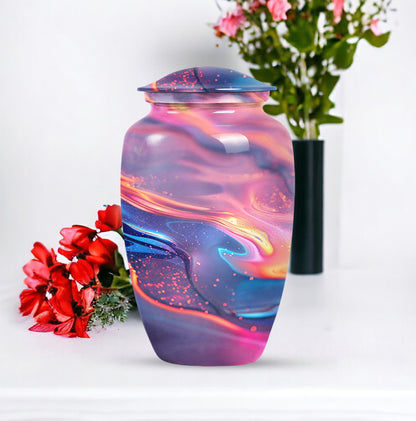 10 Inch Abstract Aluminium Urn for burial cremation.