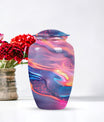 10 Inch Abstract Aluminium Urn for burial cremation.