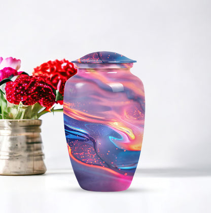 10 Inch Abstract Aluminium Urn for burial cremation.