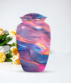 10 Inch Abstract Aluminium Urn for burial cremation.