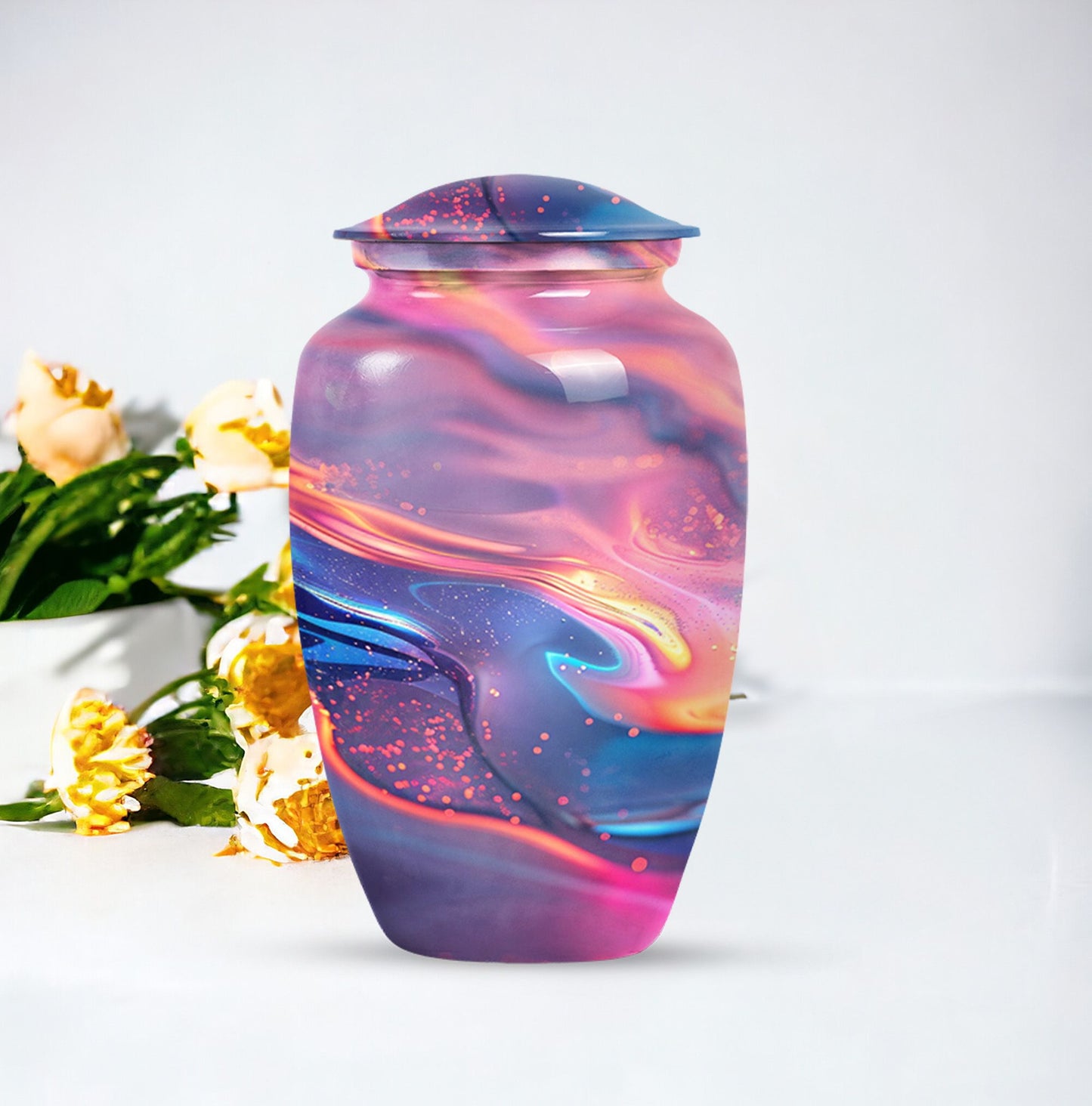 10 Inch Abstract Aluminium Urn for burial cremation.