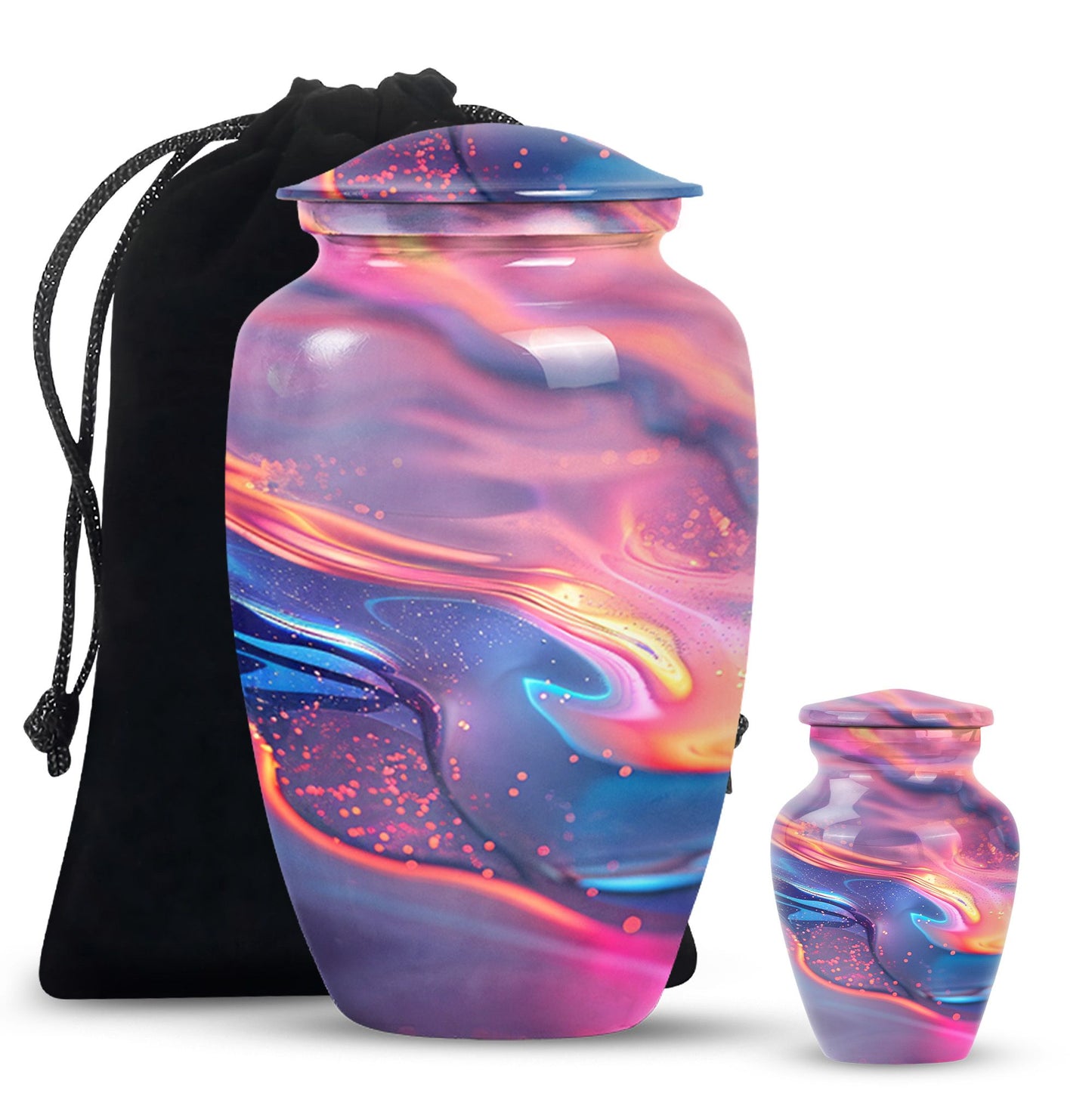 10 Inch Abstract Aluminium Urn for burial cremation.