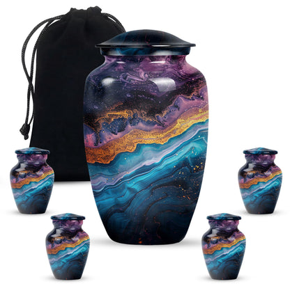 Classic abstract urn, 10-inch memorial urn for human ashes