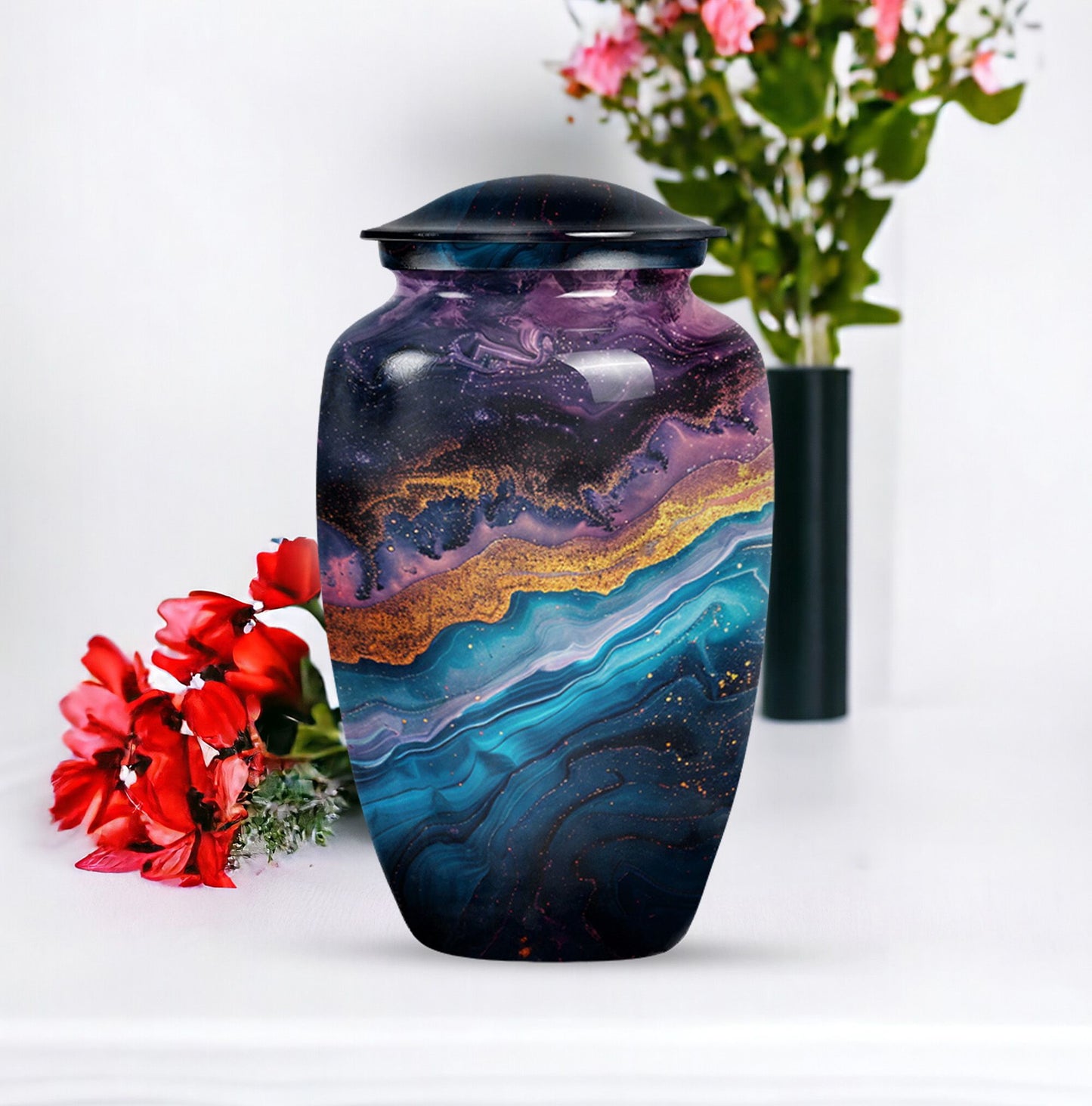Classic abstract urn, 10-inch memorial urn for human ashes