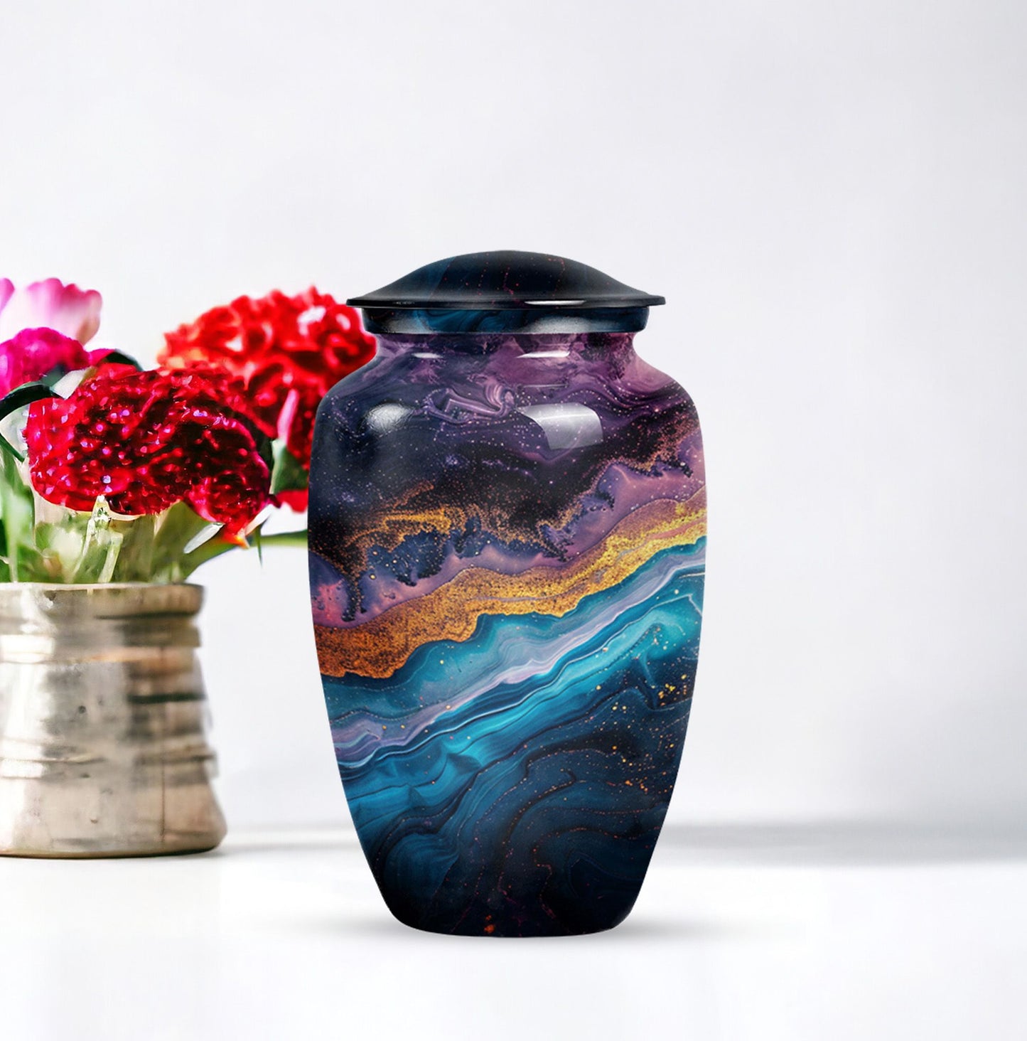 Classic abstract urn, 10-inch memorial urn for human ashes