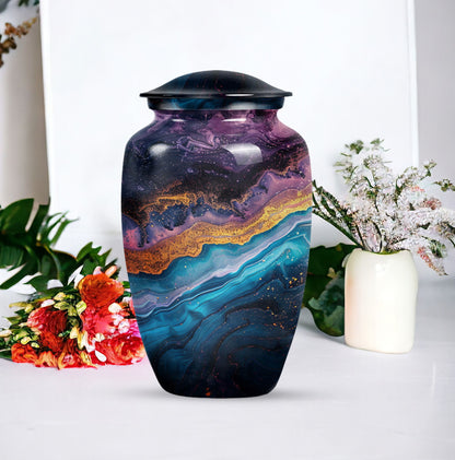 Classic abstract urn, 10-inch memorial urn for human ashes