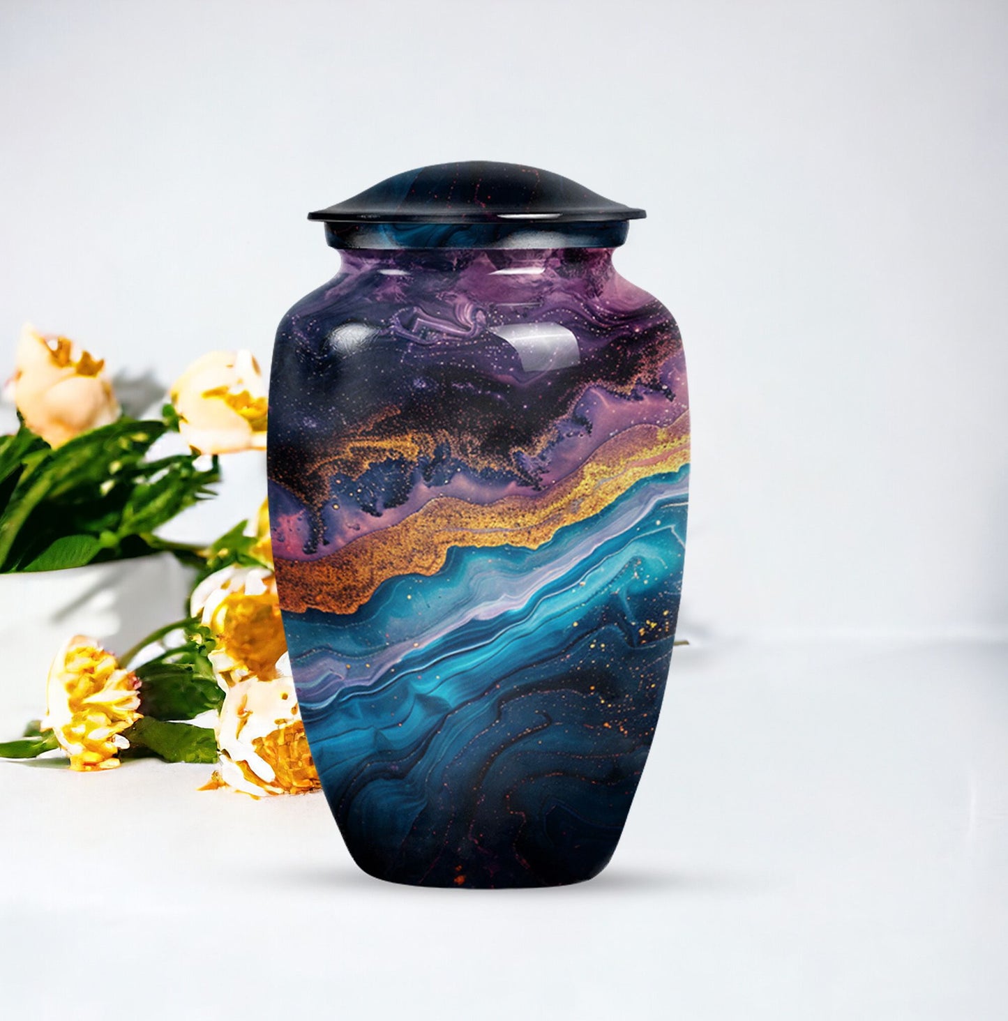 Classic abstract urn, 10-inch memorial urn for human ashes