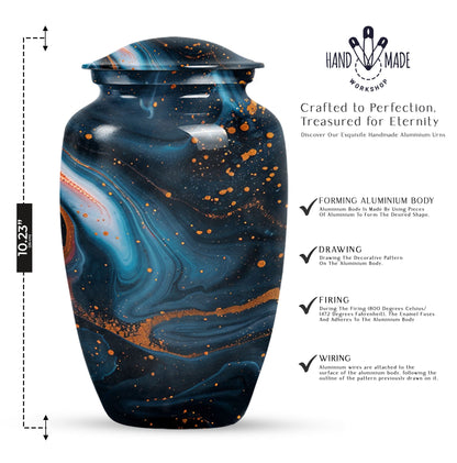 Abstract Burial Large Urn, Classic Aluminium Urn.