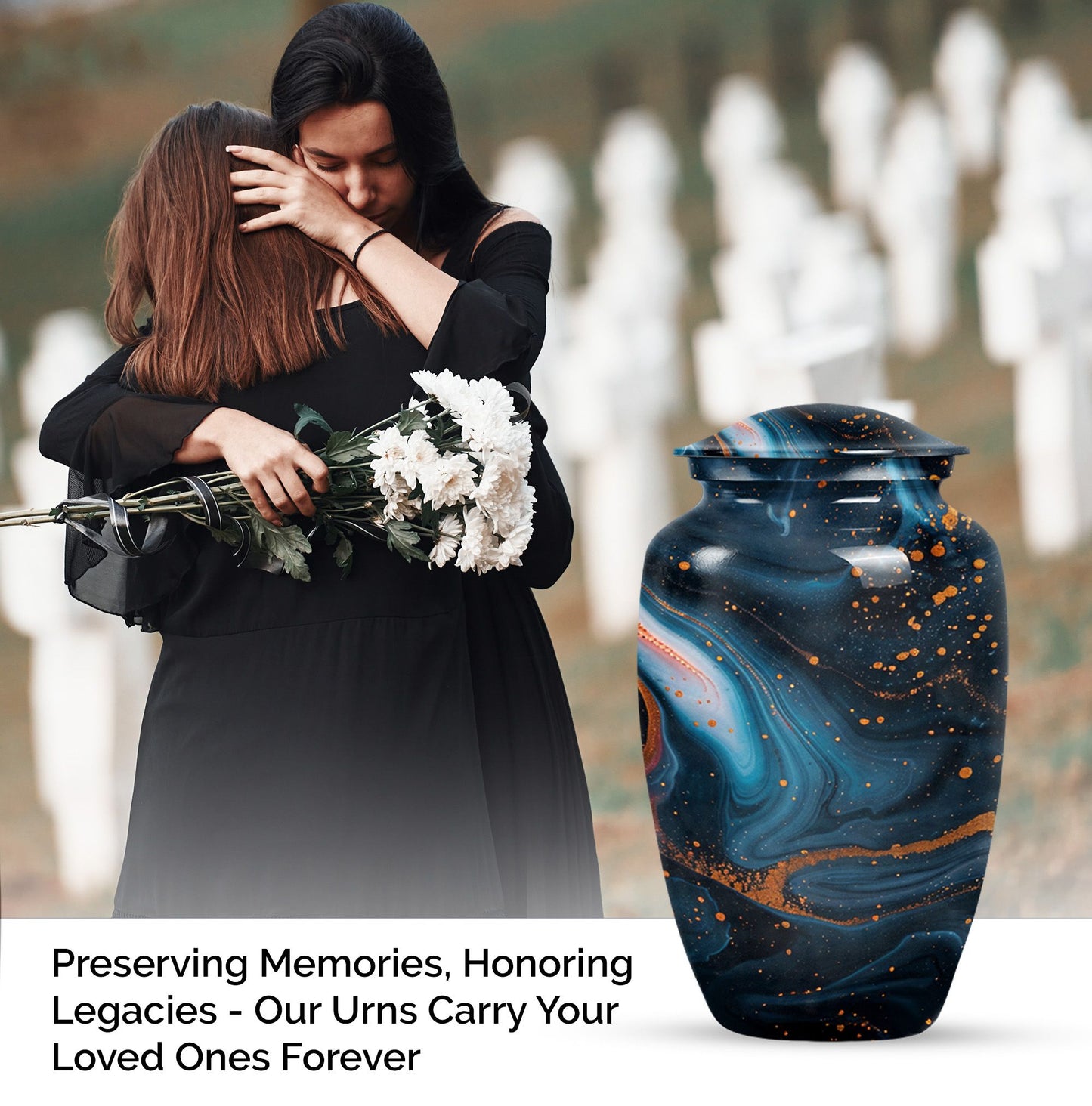 Abstract Burial Large Urn, Classic Aluminium Urn.