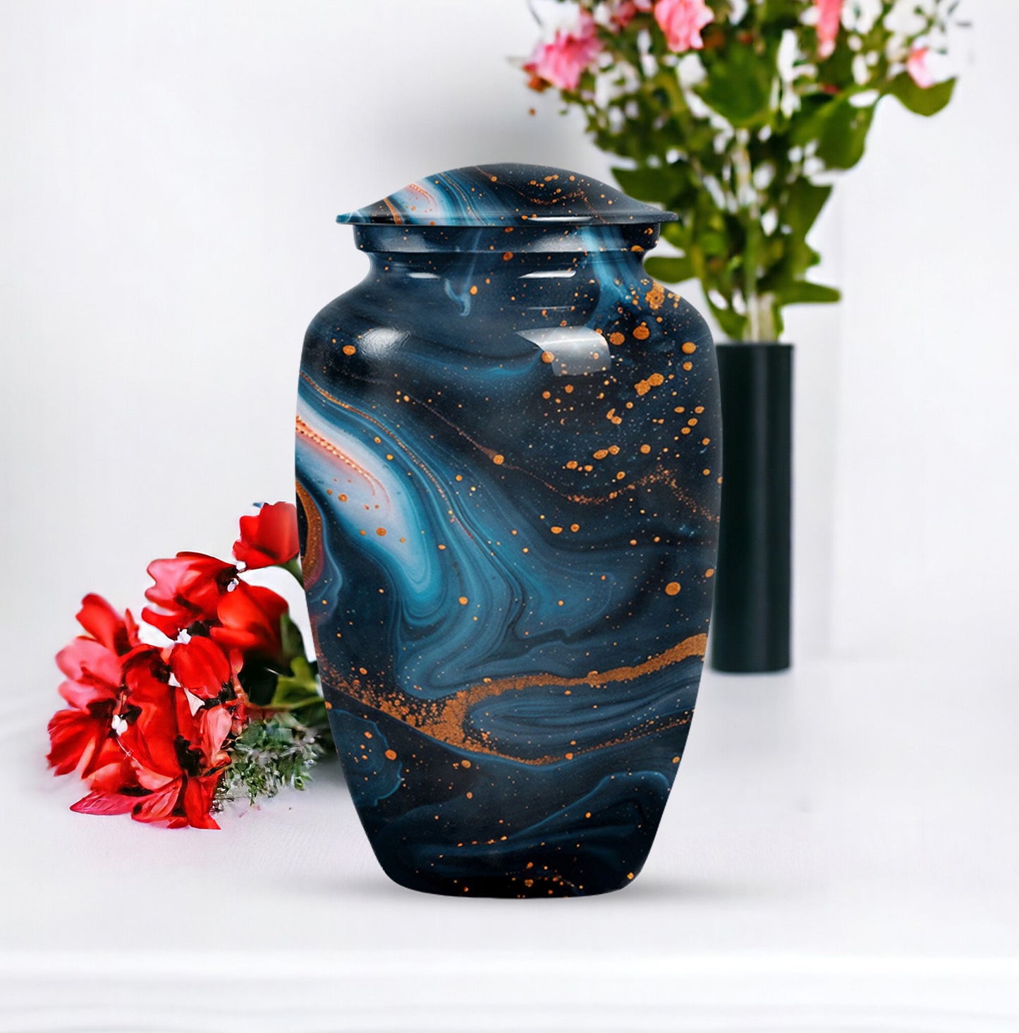 Abstract Burial Large Urn, Classic Aluminium Urn.