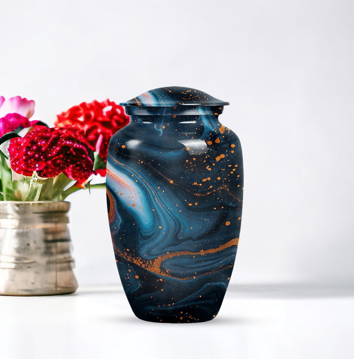 Abstract Burial Large Urn, Classic Aluminium Urn.