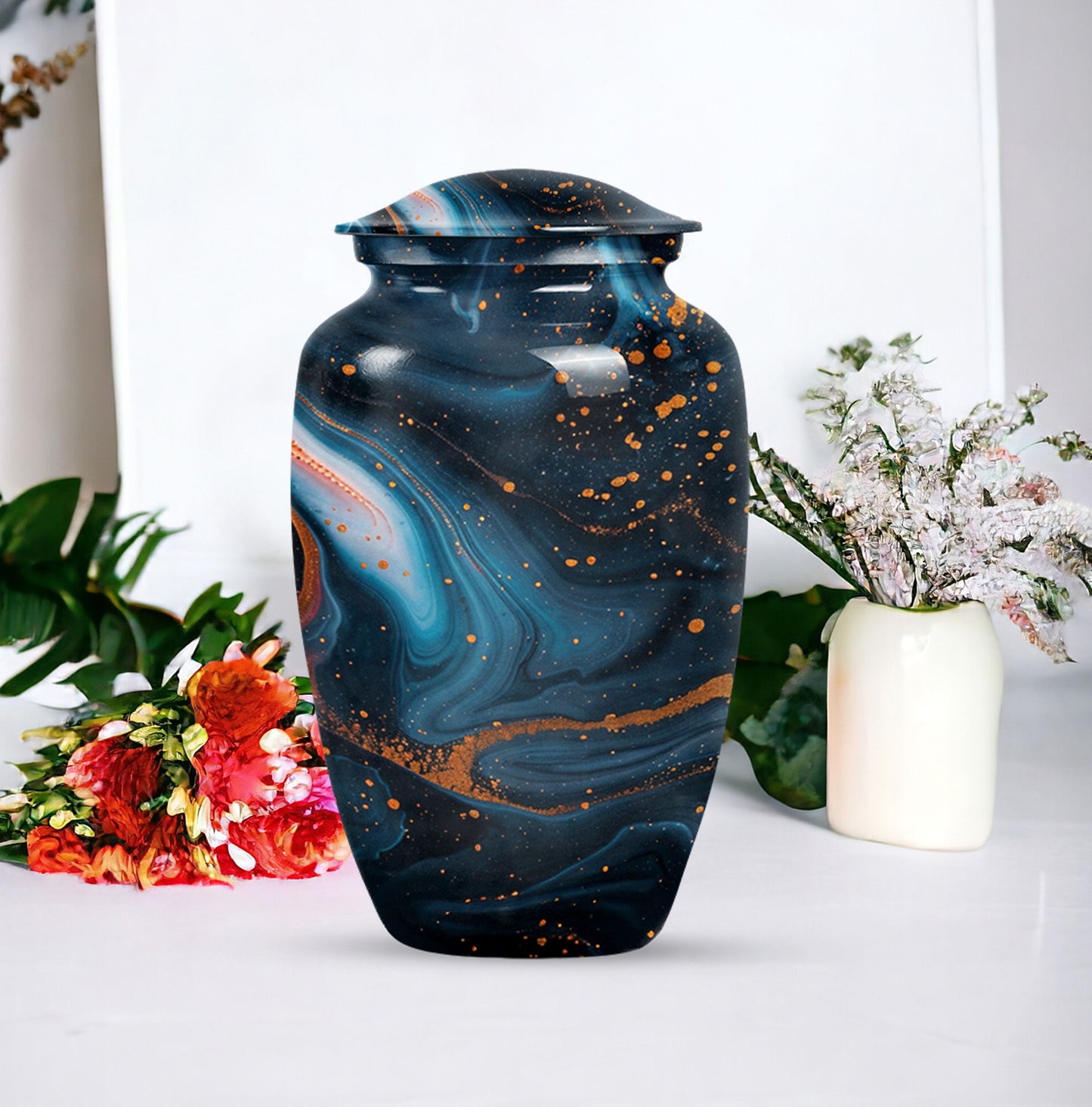 Abstract Burial Large Urn, Classic Aluminium Urn.