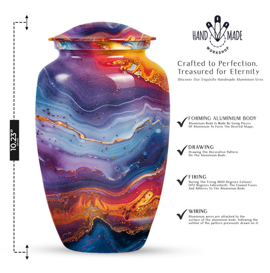 abstract classic urn, aluminium large funeral urn for ashes