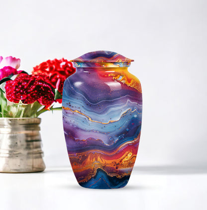 abstract classic urn, aluminium large funeral urn for ashes