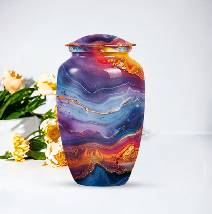abstract classic urn, aluminium large funeral urn for ashes