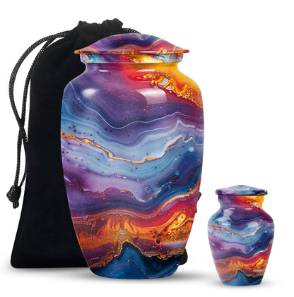 abstract classic urn, aluminium large funeral urn for ashes