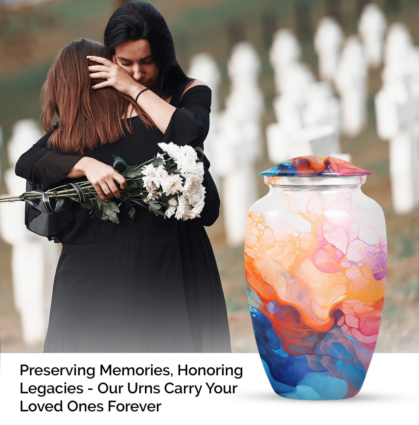pastel swirl urn for adult human ashes