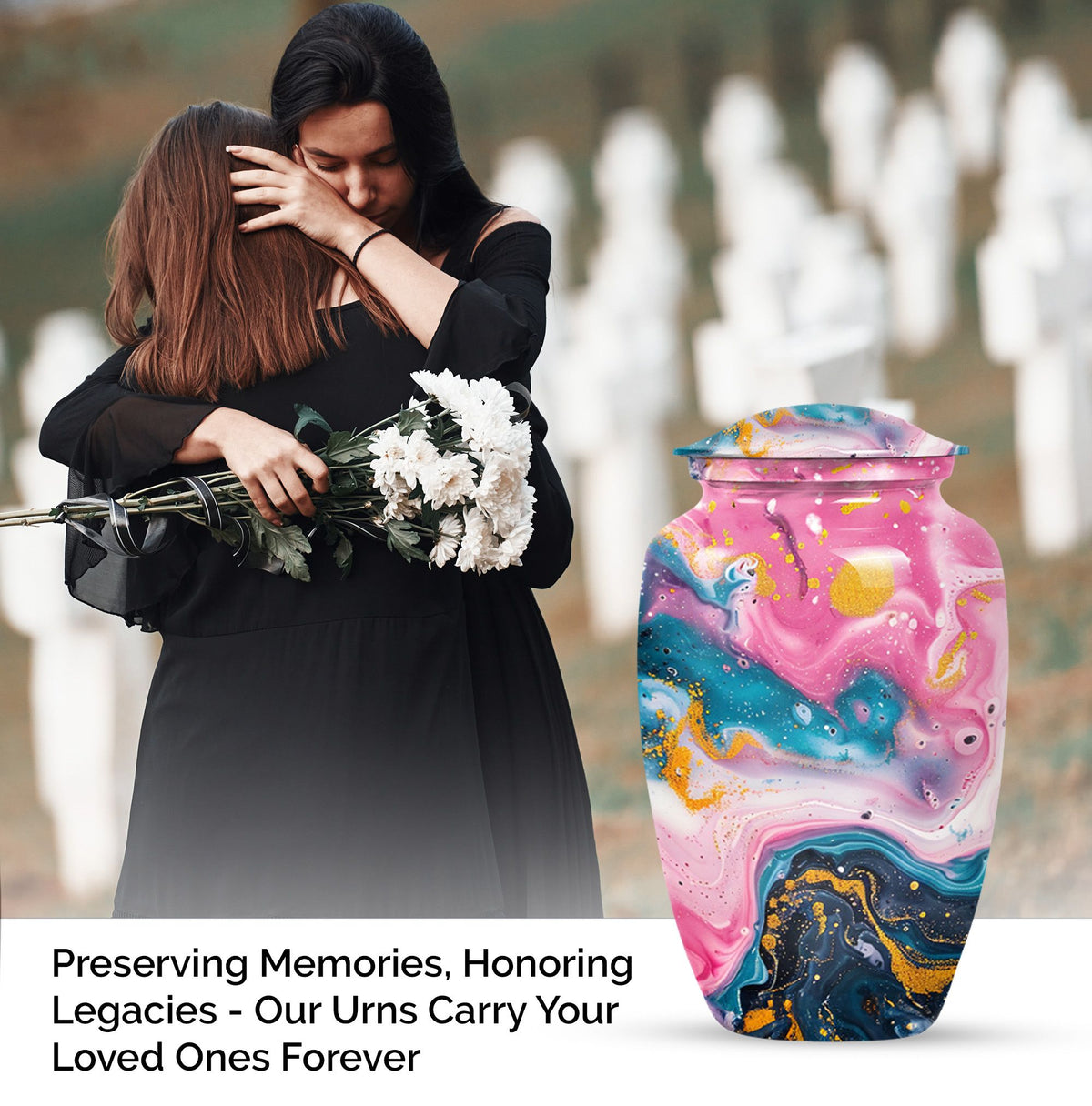 pastel swirl classic urn for funeral burial