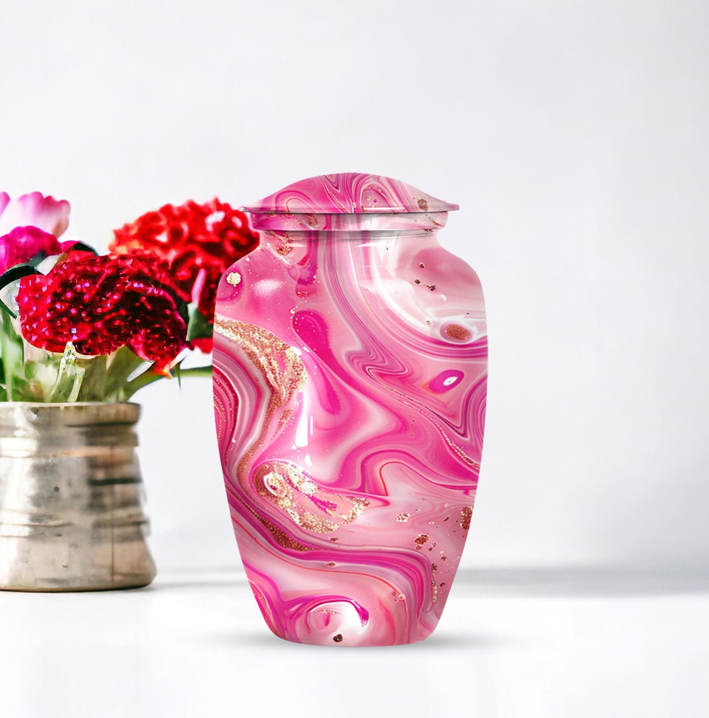 Pastel Swirl Urn for adult ashes.