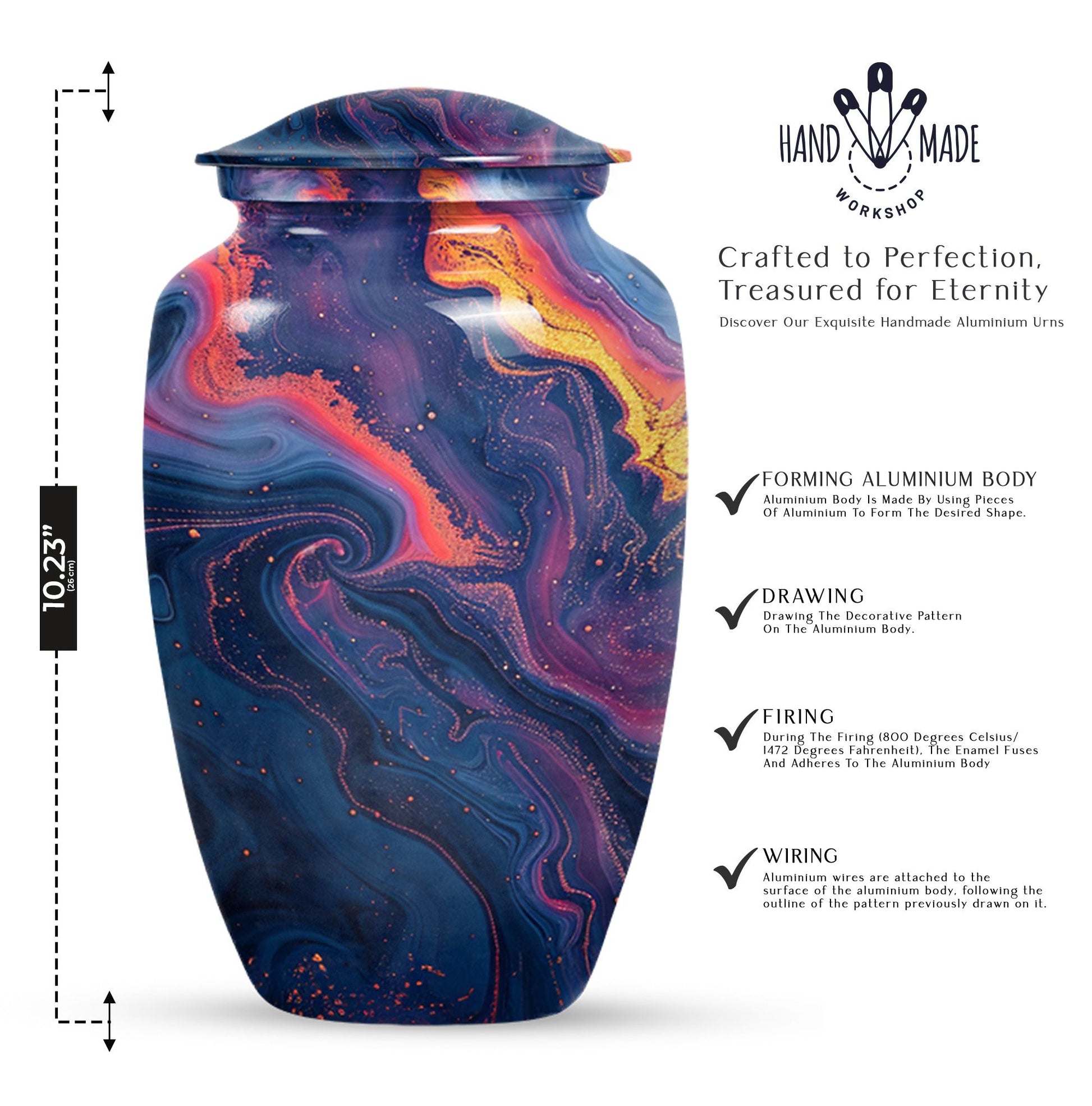 Pastel Swirl Urn for adult female cremation ashes