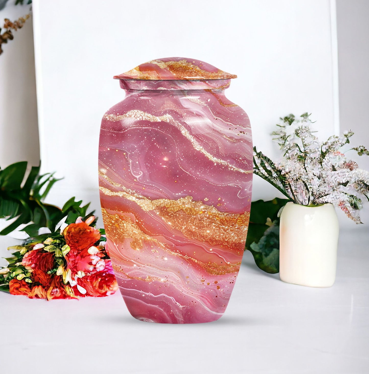 Pastel Swirl Urn for adult ashes.