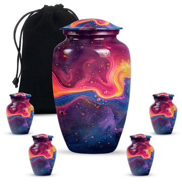 10 inch large Urn with 4 Keepsake 3 Inch Urns