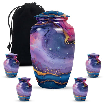 10 inch large Urn with 4 Keepsake 3 Inch Urns
