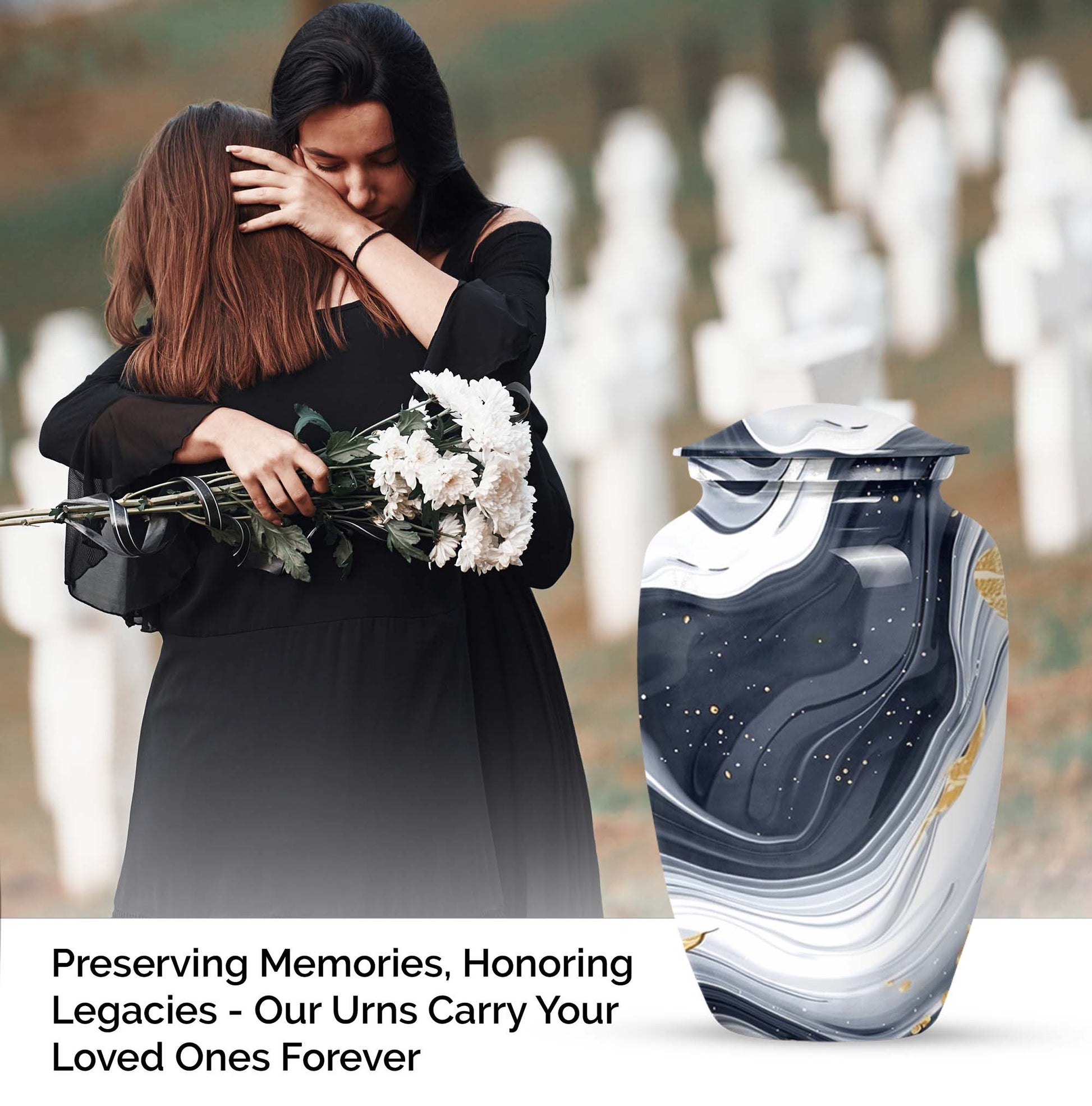 artistic design urn, memorial burial urn 