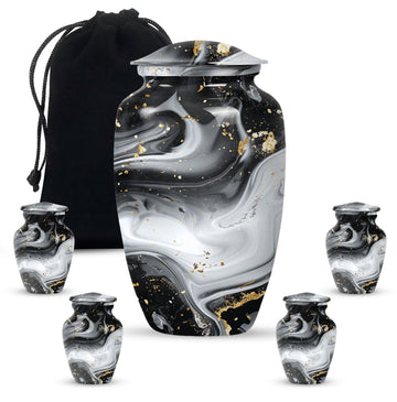 10 inch large Urn with 4 Keepsake 3 Inch Urns