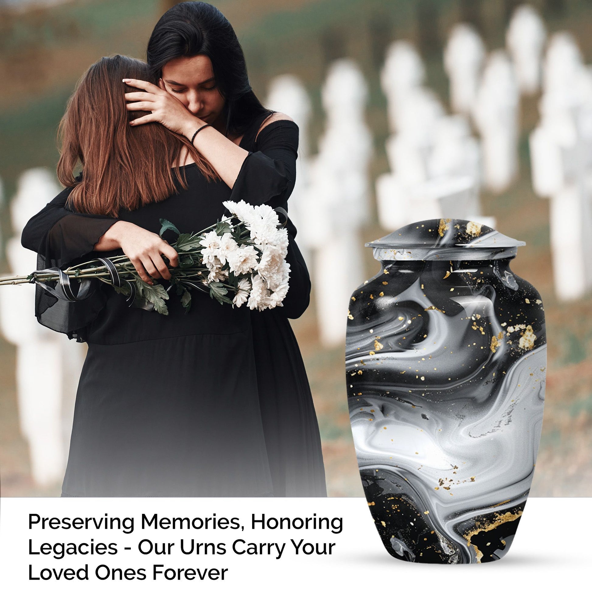 abstract aluminum classic urn for adult male cremation,