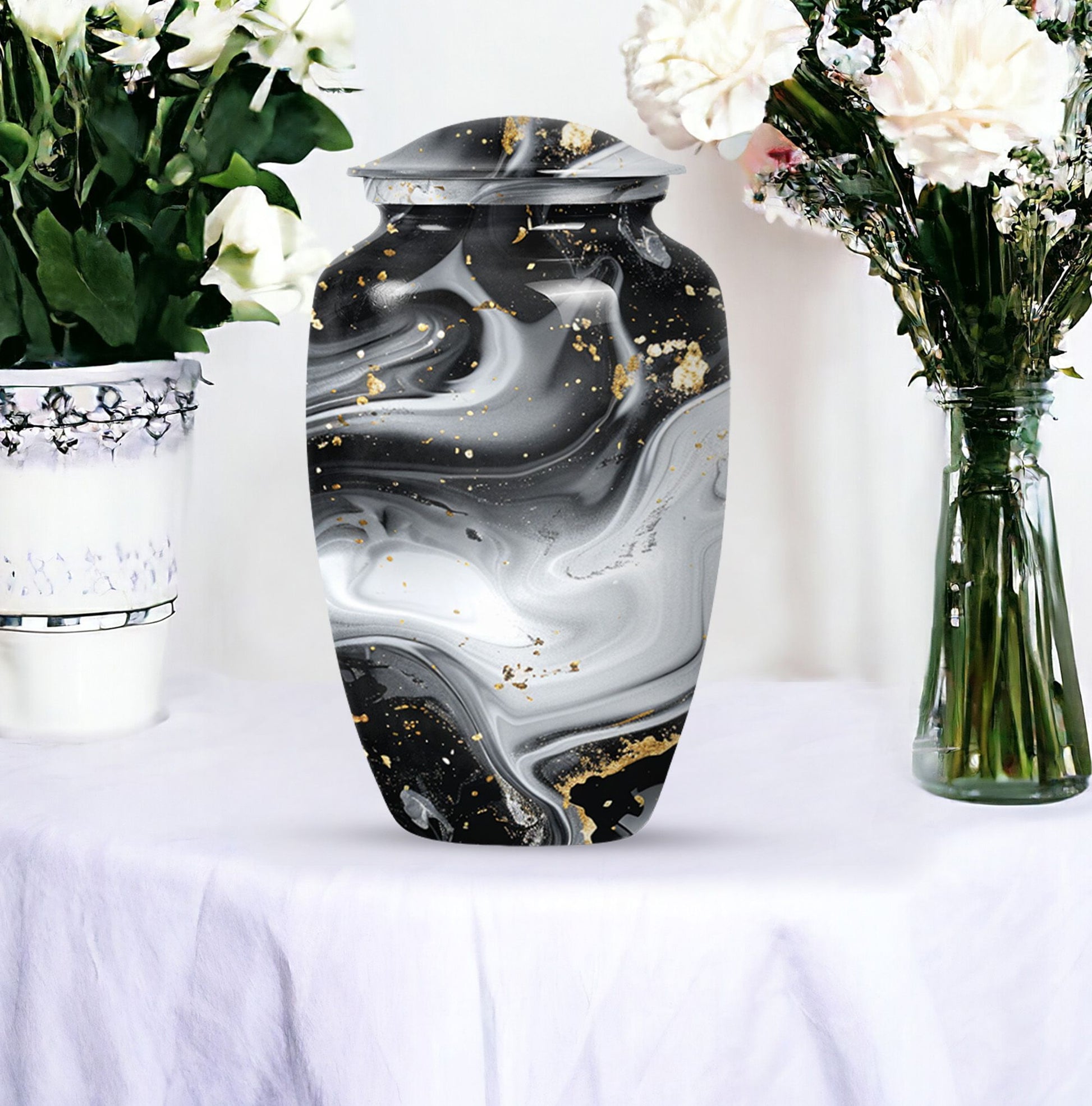 abstract aluminum classic urn for adult male cremation,