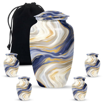 10 inch large Urn with 4 Keepsake 3 Inch Urns