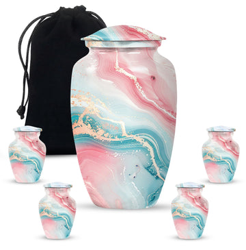 10 inch large Urn with 4 Keepsake 3 Inch Urns