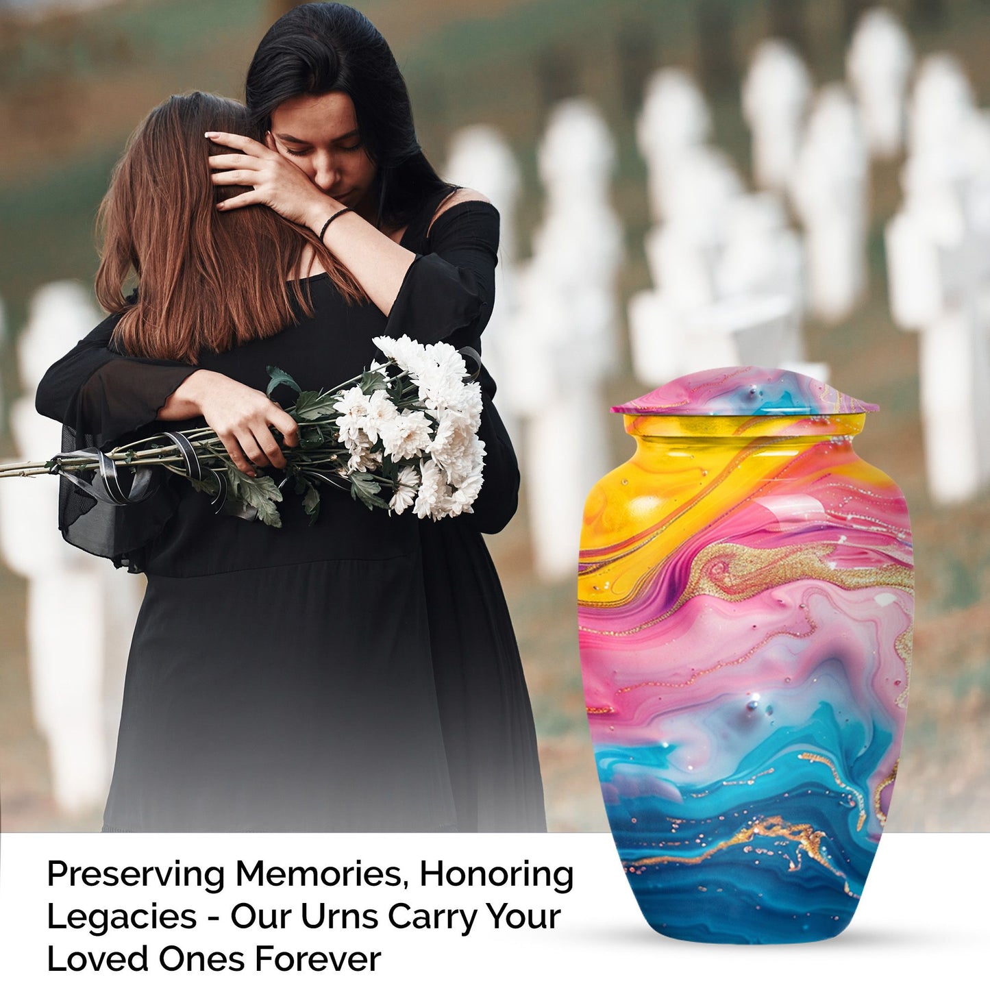 Abstract Burial Urn for Adult Human Cremation Ashes