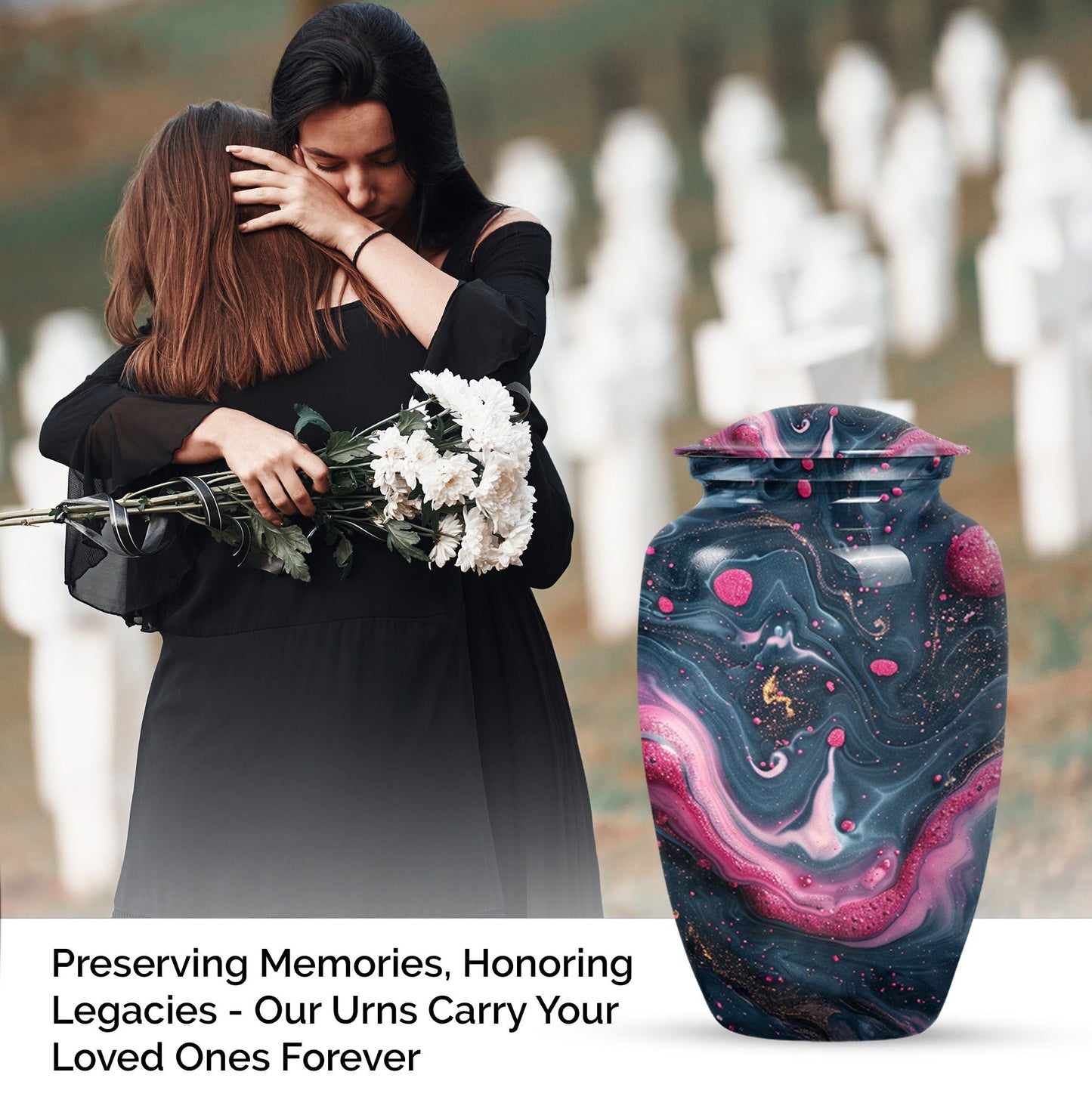 Abstract design funeral urn for adult ashes