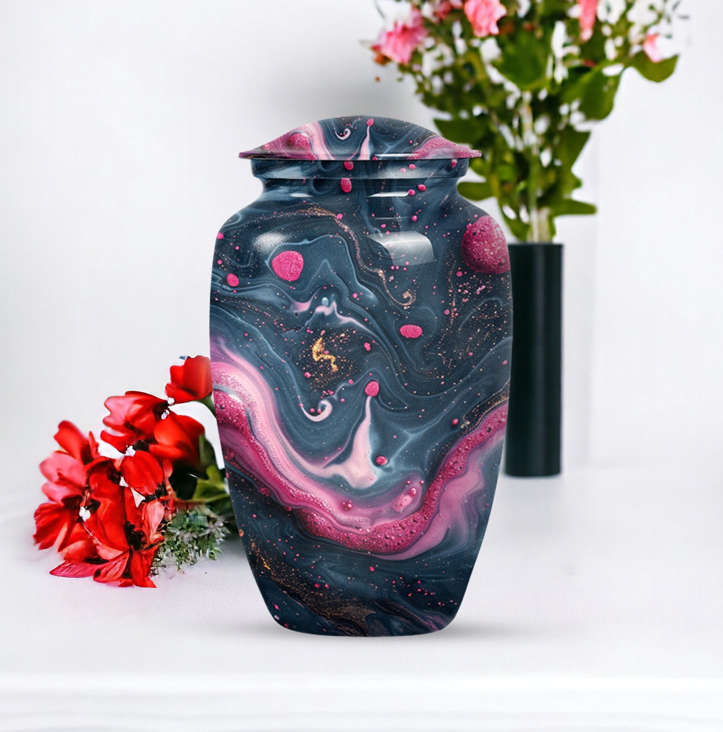 Abstract design funeral urn for adult ashes