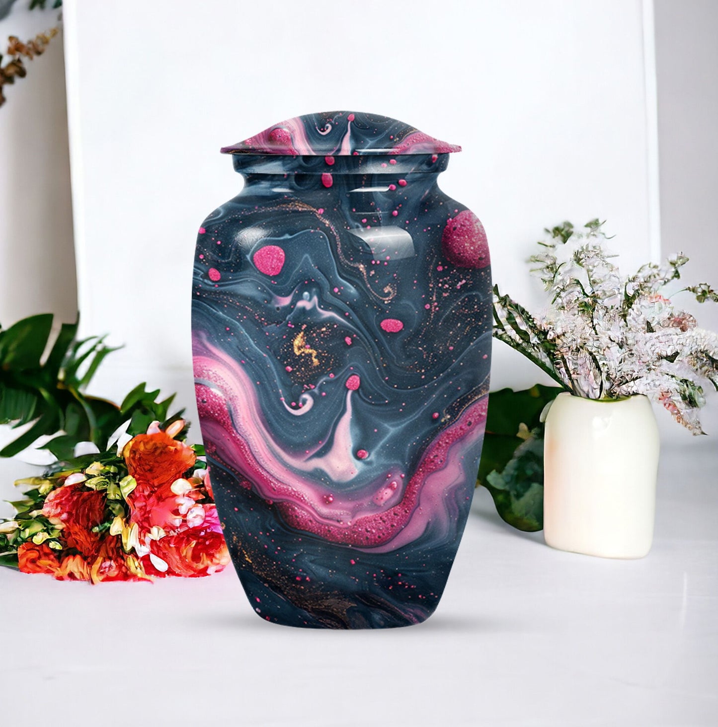 Abstract design funeral urn for adult ashes