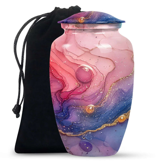 Watercolor Swirl Abstract Cremation Urn for Ashes - Pink Urn For Mom