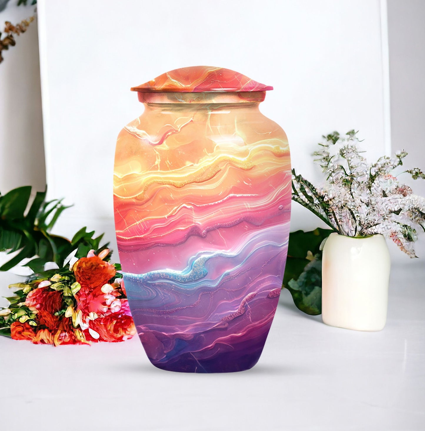 abstract themed classic urn for adult ashes.