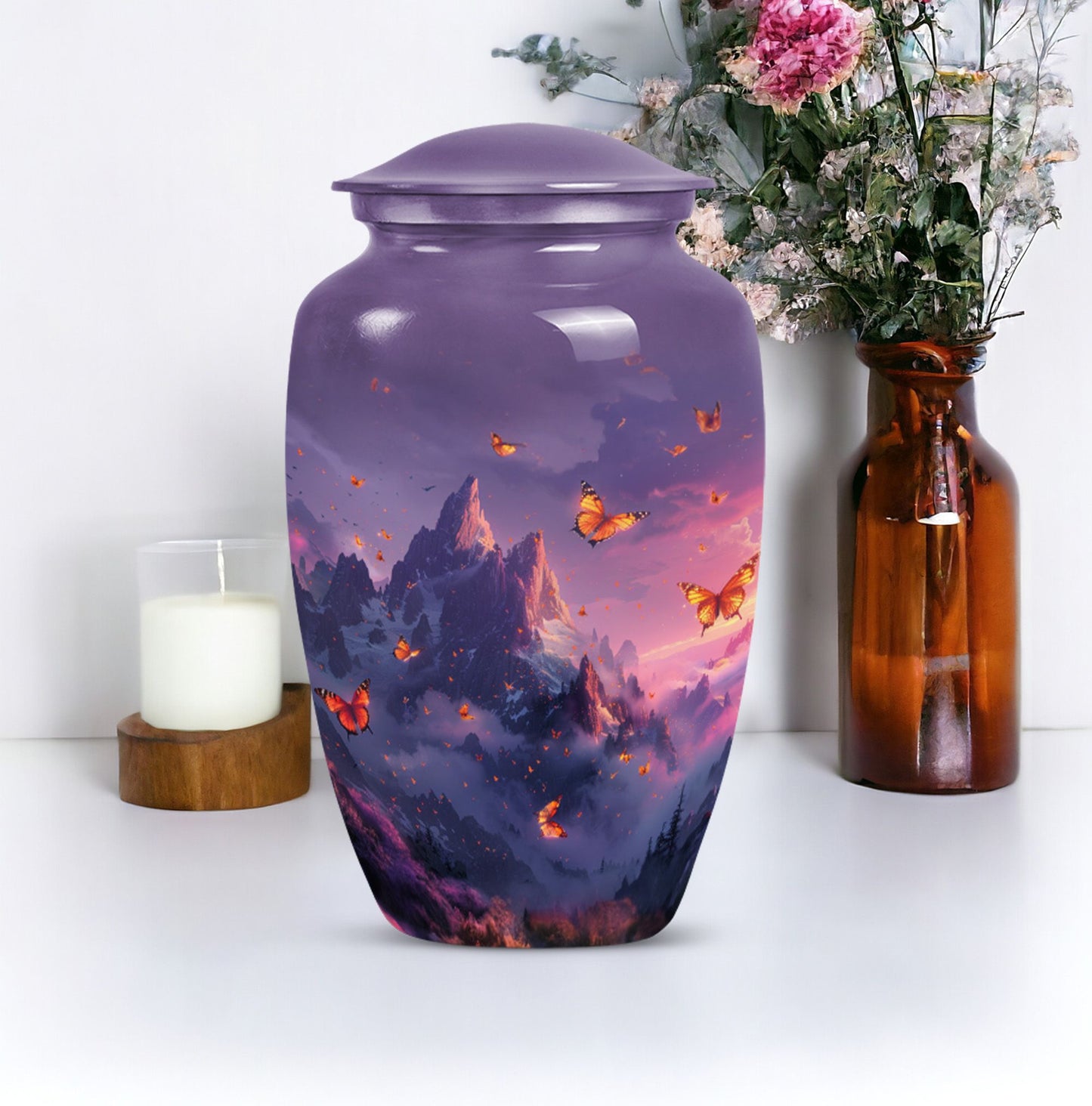 Purple Meadow Classic Urn, large Cremation Urn for Dad