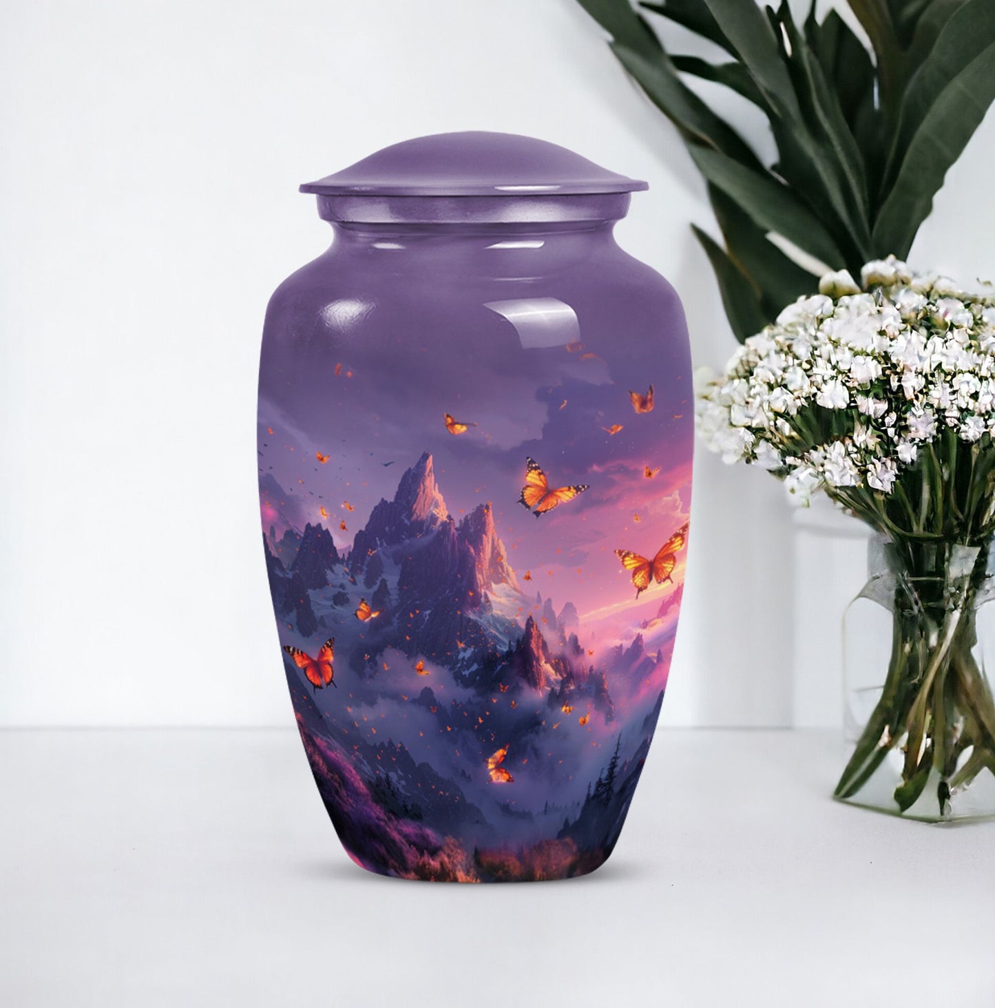 Purple Meadow Classic Urn, large Cremation Urn for Dad