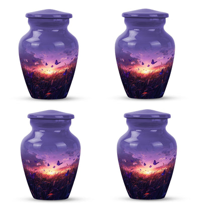 purple meadow themed memorial adult urn