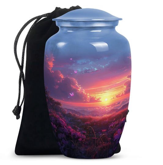 Large purple meadow urn for adult cremation ashes