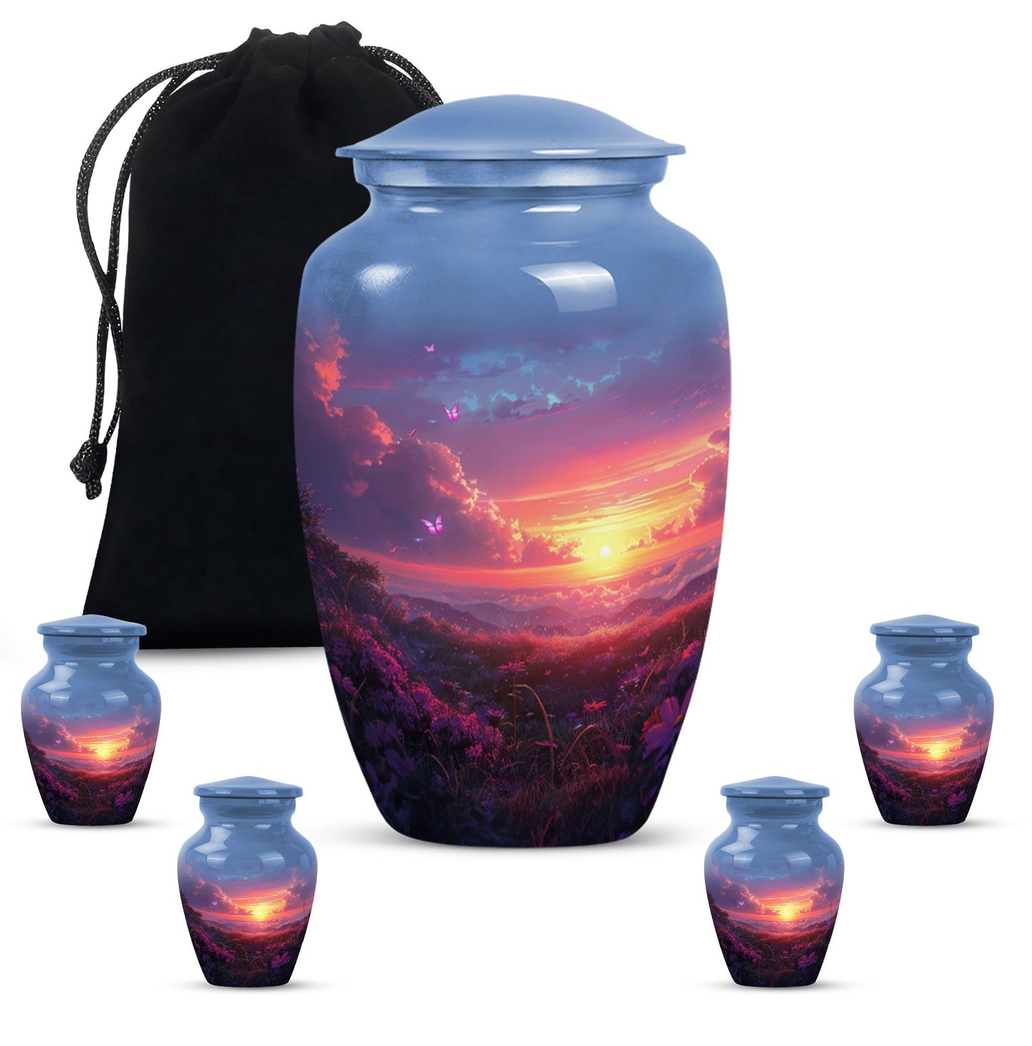 Large purple meadow urn for adult cremation ashes