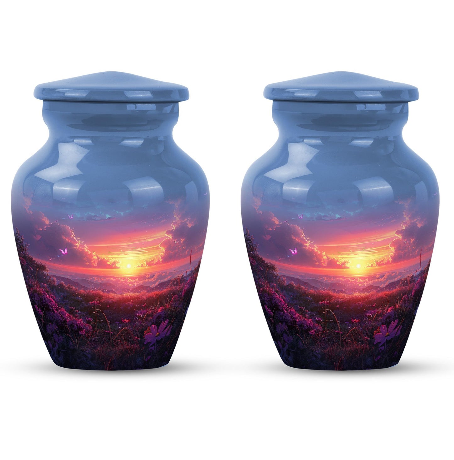 Large purple meadow urn for adult cremation ashes