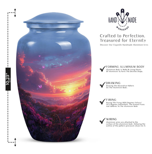 Large purple meadow urn for adult cremation ashes