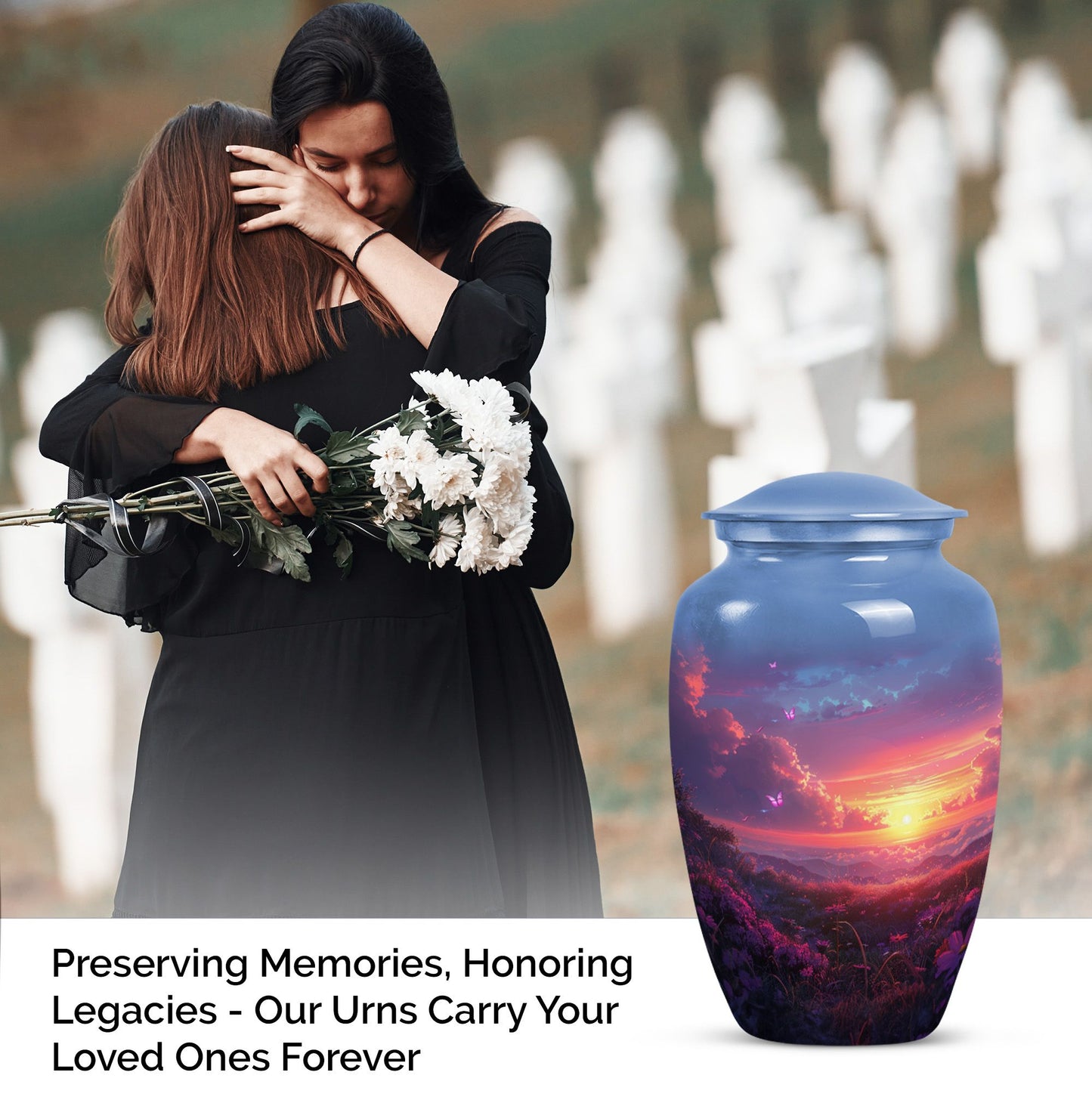 Large purple meadow urn for adult cremation ashes