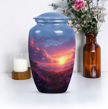 Large purple meadow urn for adult cremation ashes